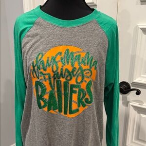 Green and Gray Raglan 3/4 Sleeve Shirt for the Basketball Fan